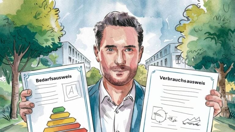 Bedarfsausweis oder Verbrauchsausweis Illustration
